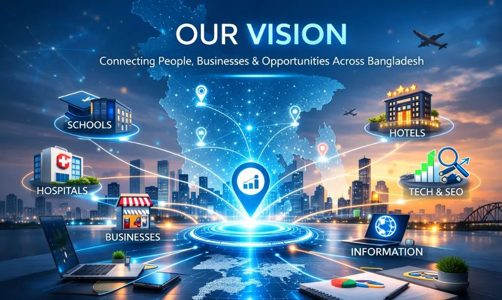 InfoGhor's Vision Connecting Education, Healthcare, Tourism, and Businesses across Bangladesh with verified information.