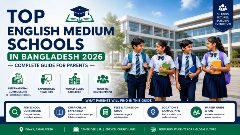 Top English Medium Schools in Bangladesh featuring modern campuses, students, and international curriculum education