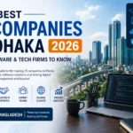 Best IT companies in Dhaka Bangladesh 2026 with software development and technology industry illustration