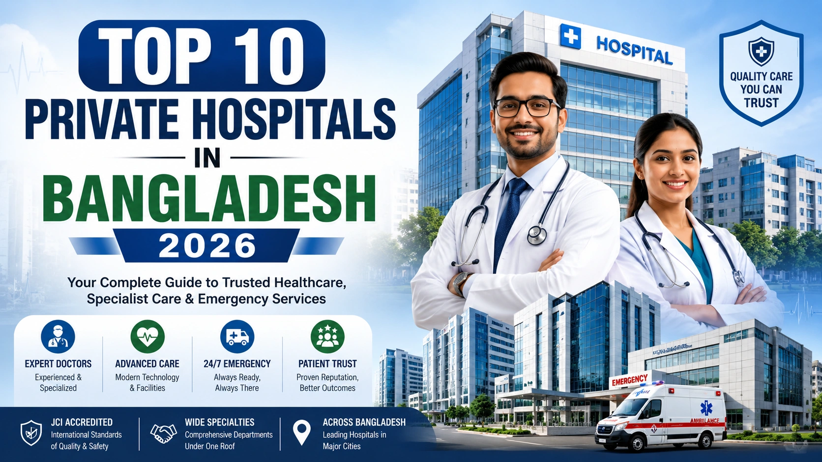 Top 10 private hospitals in Bangladesh in 2026 featuring leading healthcare institutions and medical services
