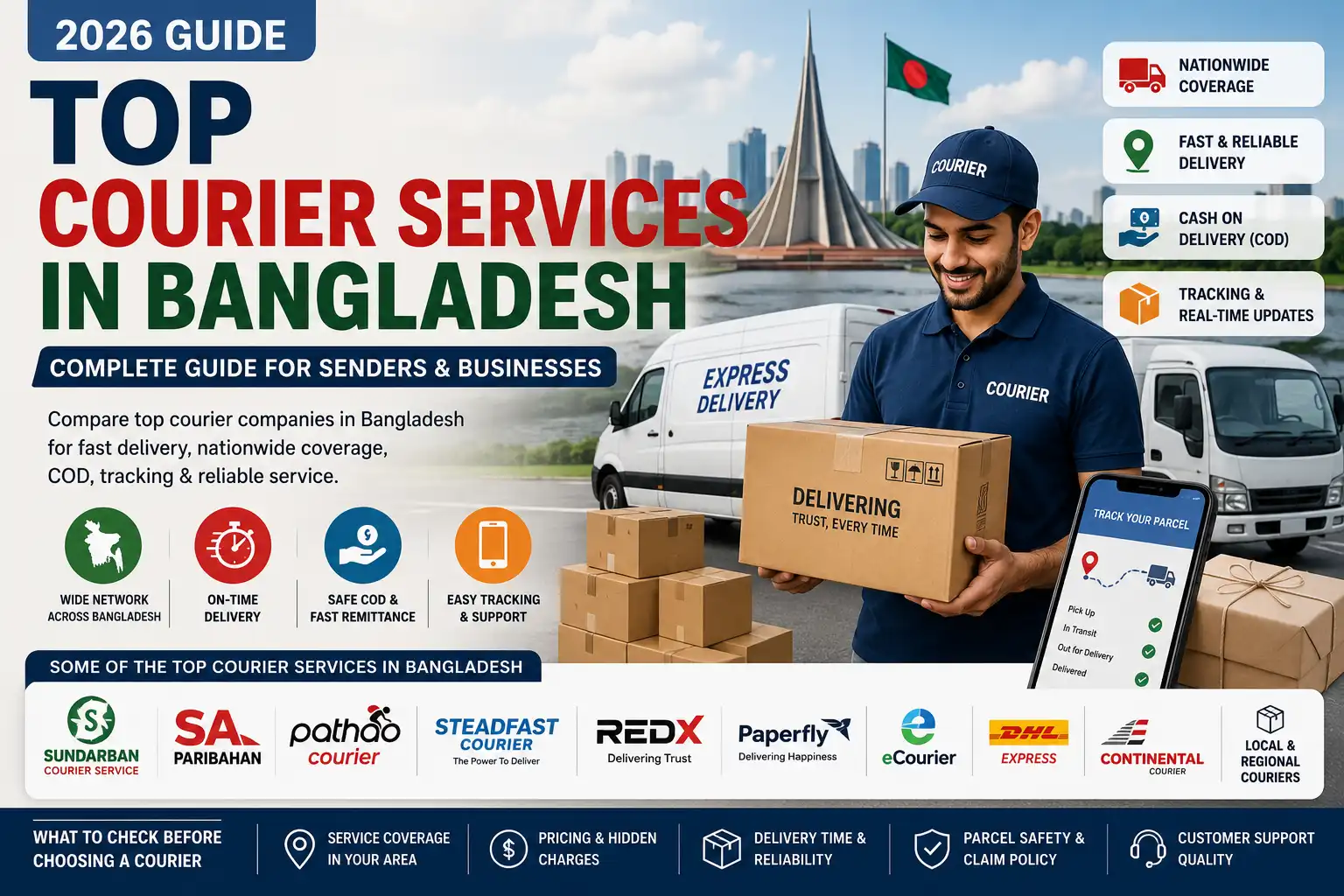 Top courier services in Bangladesh 2026 for parcel delivery e-commerce logistics COD and tracking