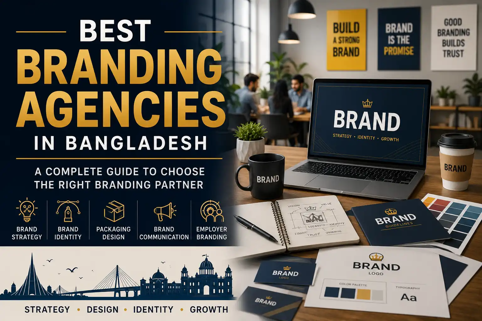 Best Branding Agencies in Bangladesh featuring brand strategy, brand identity, logo design, creative branding, digital branding, and business branding services.