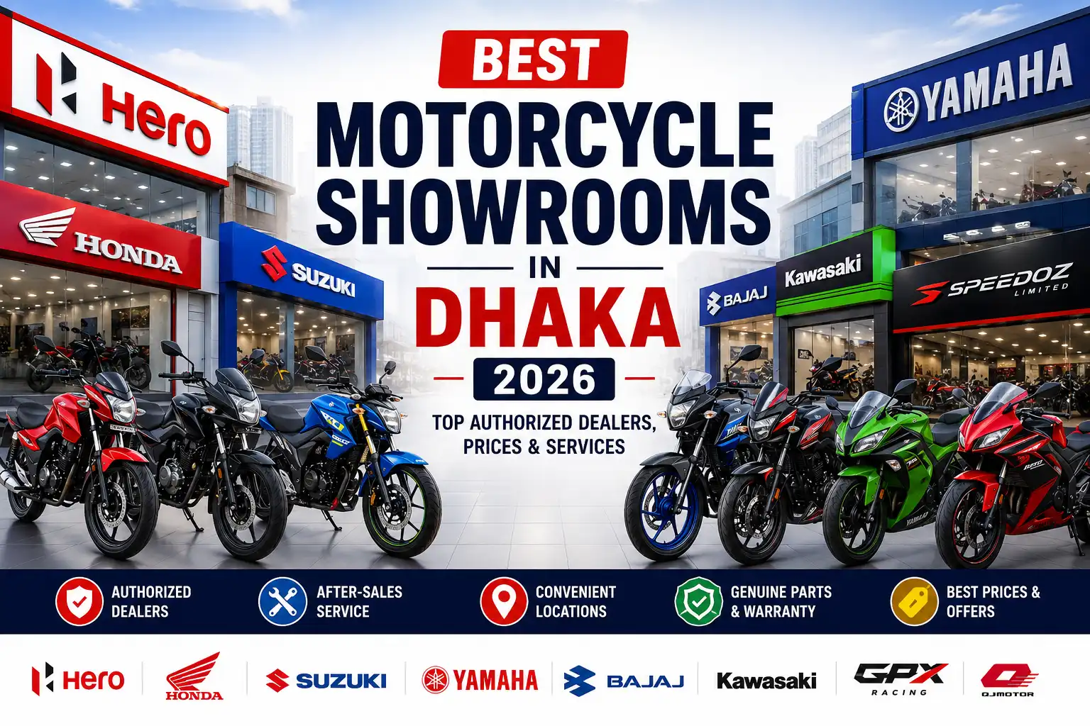 Best motorcycle showrooms in Dhaka featuring authorized bike dealers and top motorcycle brands in Bangladesh