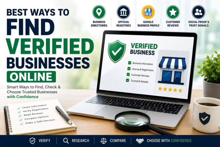 Best ways to find verified businesses online using business directories, Google Business Profile, official registries, customer reviews, and trusted verification methods.