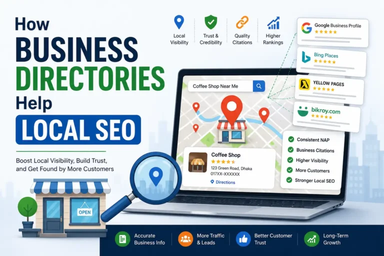 How business directories help local SEO through business citations, NAP consistency, Google Business Profile, and accurate business listings.