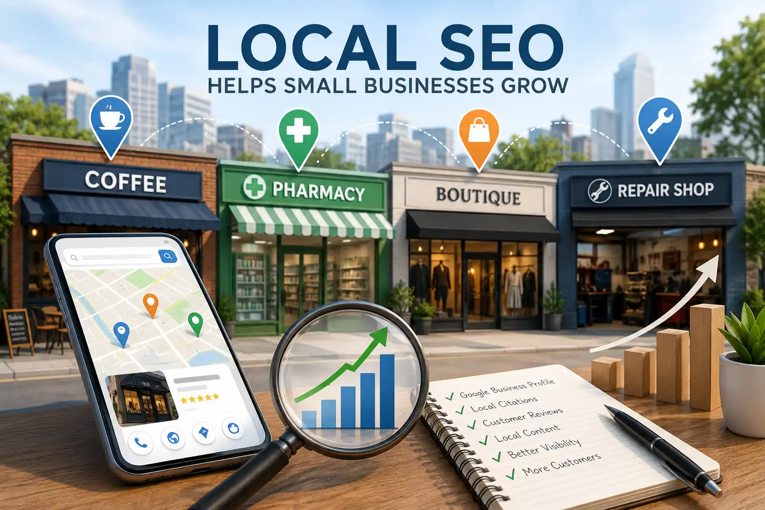 How Local SEO helps small businesses improve local visibility, Google Business Profile optimization, customer reviews, and business growth.