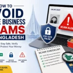 How to avoid online business scams in Bangladesh by verifying businesses, identifying warning signs, using safe payment methods, and protecting yourself from online fraud.