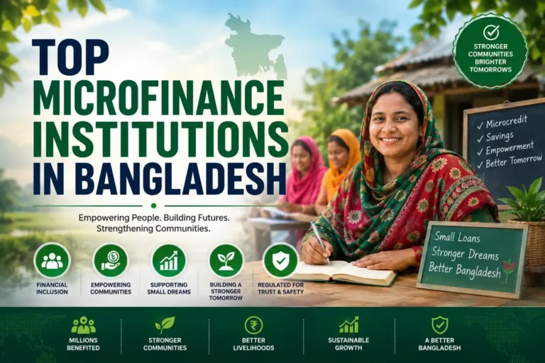 Top Microfinance Institutions in Bangladesh supporting financial inclusion, microcredit, savings, women, and small businesses.