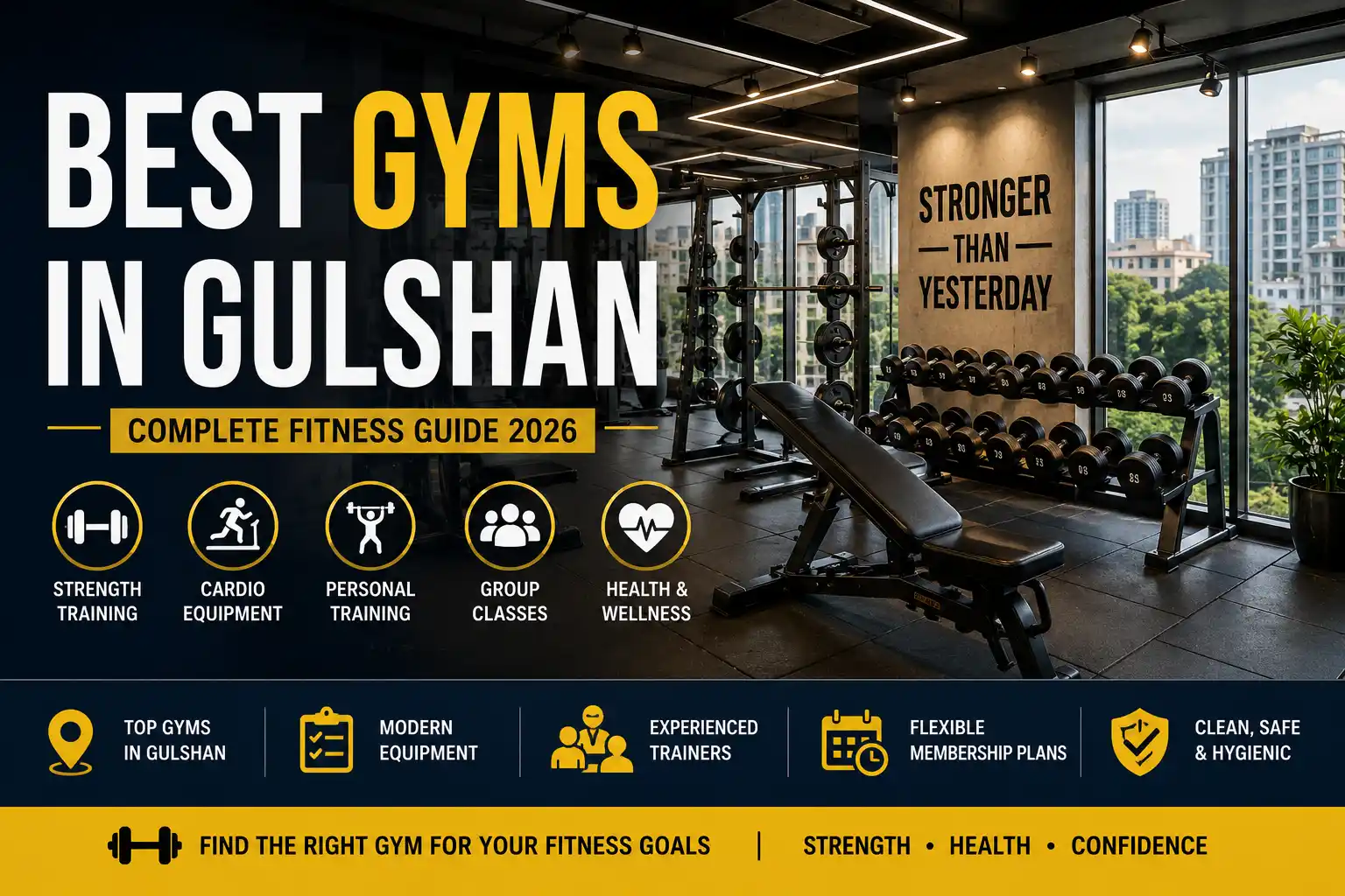 Best gyms in Gulshan featuring modern strength training, cardio equipment, personal training, and fitness facilities.