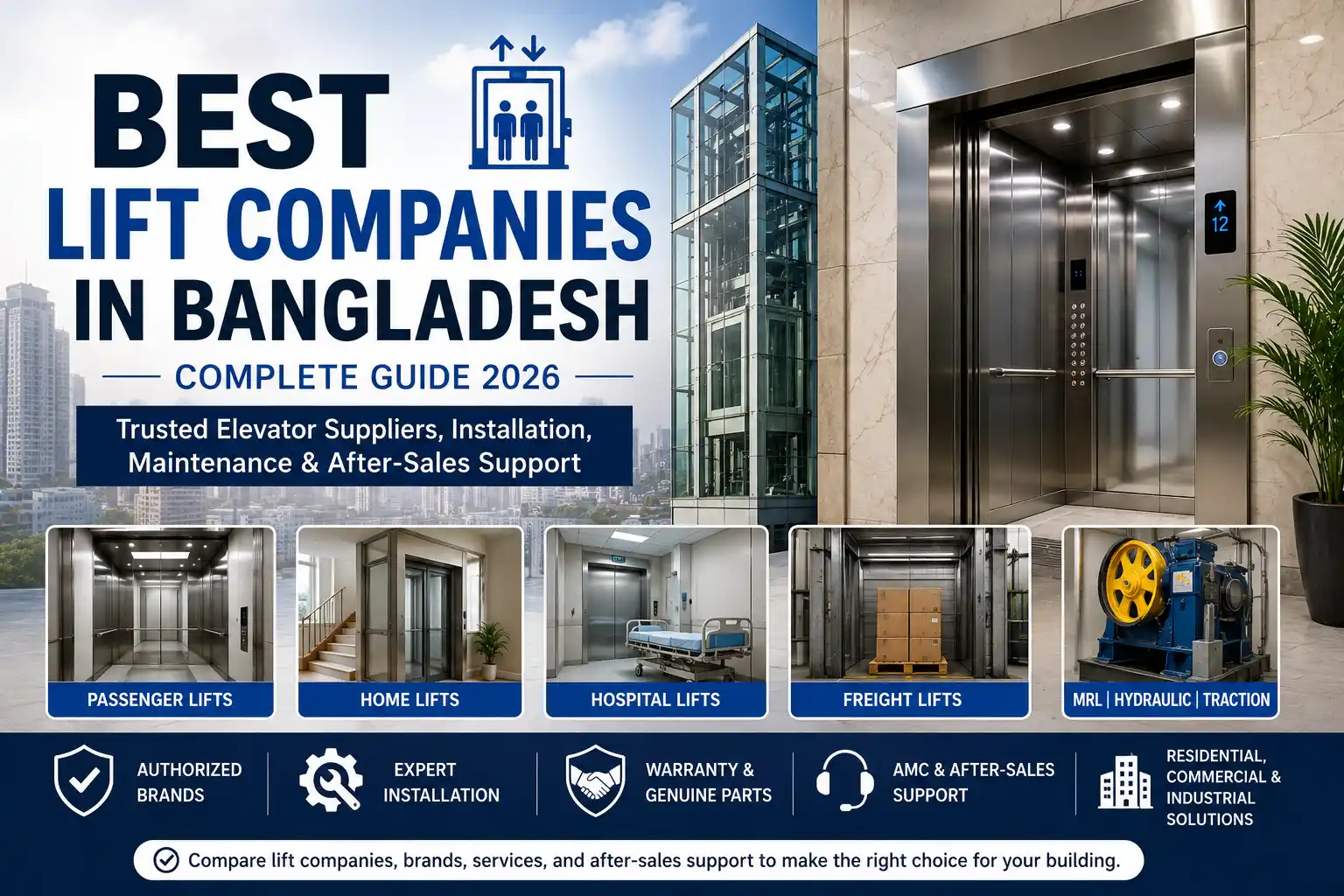 Best lift companies in Bangladesh featuring passenger, home, hospital, freight, and commercial elevator solutions.